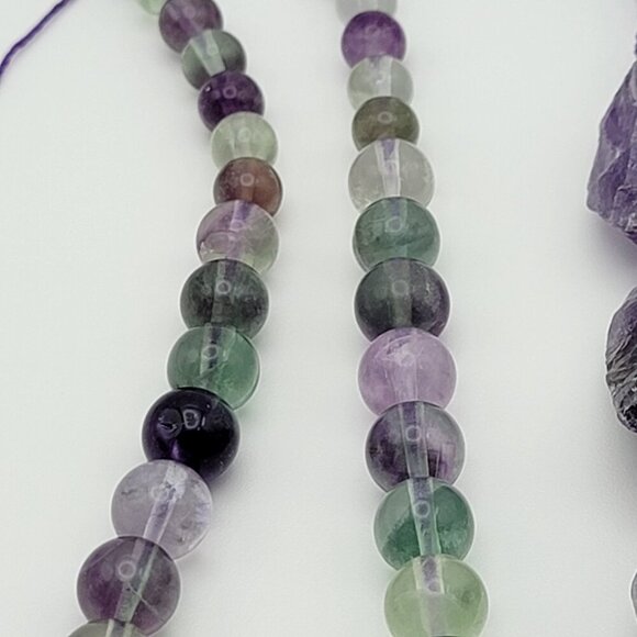 Multicolor Round Agate Bead And Rough Amethyst Geode Necklace LOT Needs Clasps - Picture 8 of 13